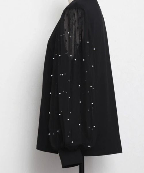 ANOTHER S(アナザーエス)の「パール付きドットチュールボリューム袖カットソー(Tシャツ/カットソー・レディース・ホワイト/ブラック・FREE)」の8枚目の写真