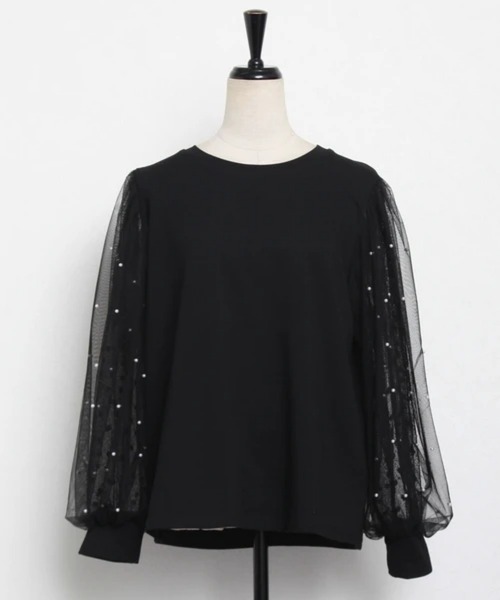 ANOTHER S(アナザーエス)の「パール付きドットチュールボリューム袖カットソー(Tシャツ/カットソー・レディース・ホワイト/ブラック・FREE)」の15枚目の写真