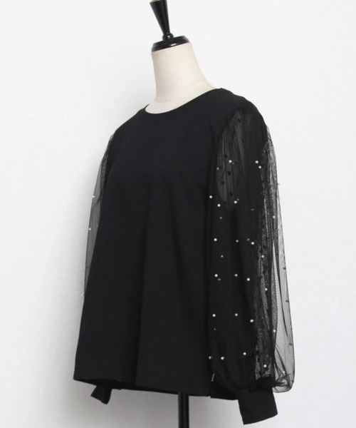 ANOTHER S(アナザーエス)の「パール付きドットチュールボリューム袖カットソー(Tシャツ/カットソー・レディース・ホワイト/ブラック・FREE)」の14枚目の写真