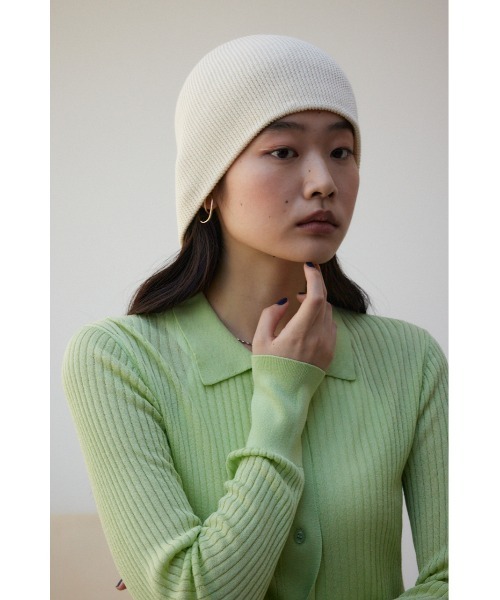 AZUL by moussy（アズールバイマウジー）の「リブニットライトビーニー（ニットキャップ/ビーニー・レディース・アイボリー/ブラック・FREE）」の3枚目の写真