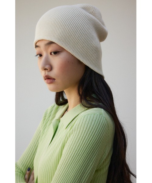 AZUL by moussy（アズールバイマウジー）の「リブニットライトビーニー（ニットキャップ/ビーニー・レディース・アイボリー/ブラック・FREE）」の4枚目の写真