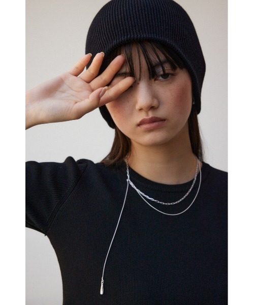 AZUL by moussy（アズールバイマウジー）の「リブニットライトビーニー（ニットキャップ/ビーニー・レディース・アイボリー/ブラック・FREE）」の10枚目の写真