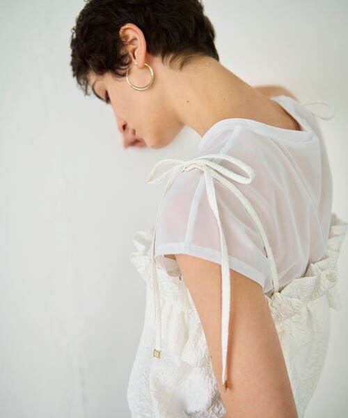 GRACE CONTINENTAL（グレースコンチネンタル）の「ビスチェチュールトップ（その他トップス・レディース・ホワイト/ブラック・36）」の6枚目の写真