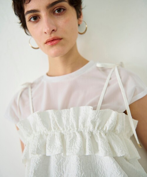 GRACE CONTINENTAL（グレースコンチネンタル）の「ビスチェチュールトップ（その他トップス・レディース・ホワイト/ブラック・36）」の8枚目の写真