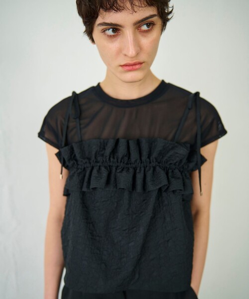 GRACE CONTINENTAL（グレースコンチネンタル）の「ビスチェチュールトップ（その他トップス・レディース・ホワイト/ブラック・36）」の13枚目の写真