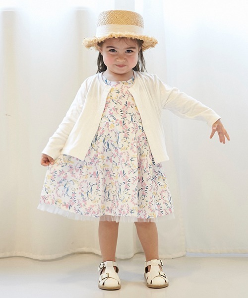 petit main（プティマイン）の「花柄ジャンスカワンピース（ワンピース