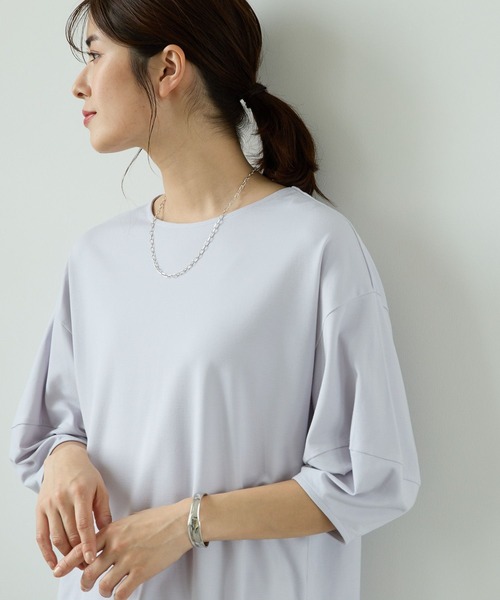 Elura(エルーラ)の「ドレスアップ袖コンプルオーバー(Tシャツ/カットソー・レディース・ホワイト/ライトグレー/ピンクベージュ/ネイビー/ブラック・MEDIUM/SMALL/LARGE/X-LARGE)」の10枚目の写真