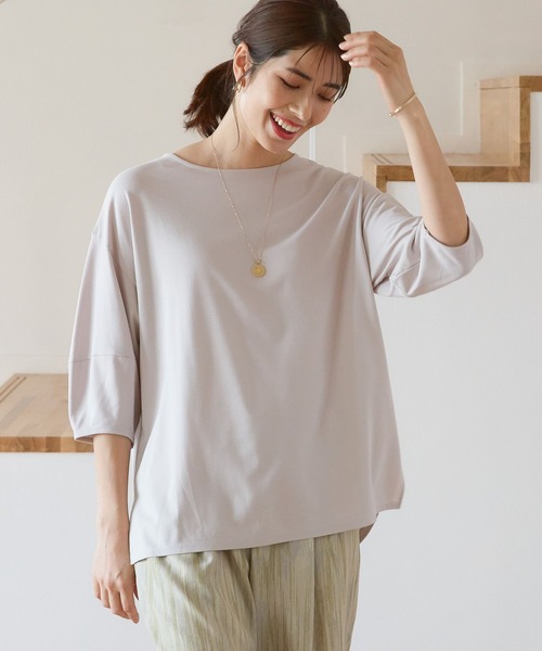 Elura(エルーラ)の「ドレスアップ袖コンプルオーバー(Tシャツ/カットソー・レディース・ホワイト/ライトグレー/ピンクベージュ/ネイビー/ブラック・MEDIUM/SMALL/LARGE/X-LARGE)」の18枚目の写真