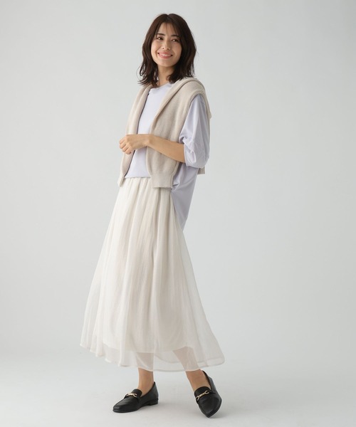 Elura(エルーラ)の「ドレスアップ袖コンプルオーバー(Tシャツ/カットソー・レディース・ホワイト/ライトグレー/ピンクベージュ/ネイビー/ブラック・MEDIUM/SMALL/LARGE/X-LARGE)」の14枚目の写真