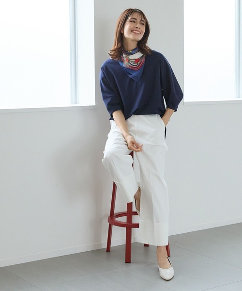 Elura(エルーラ)の「ドレスアップ袖コンプルオーバー(Tシャツ/カットソー・レディース・ホワイト/ライトグレー/ピンクベージュ/ネイビー/ブラック・MEDIUM/SMALL/LARGE/X-LARGE)」の22枚目の写真