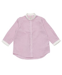 Pitta Re:) | 綿100% やわらかガーゼ クレリックスタンドカラー 七分袖カジュアルシャツ(シャツ/ブラウス)