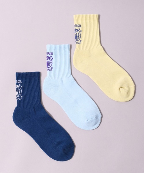 UNIVERSAL OVERALL（ユニバーサルオーバーオール）の「(LG)【UNIVERSAL OVERALL】【3足セット】アースロゴ クォーターソックス（ソックス/靴下・メンズ・その他2/その他1・25-27CM/23-25cm）」の5枚目の写真