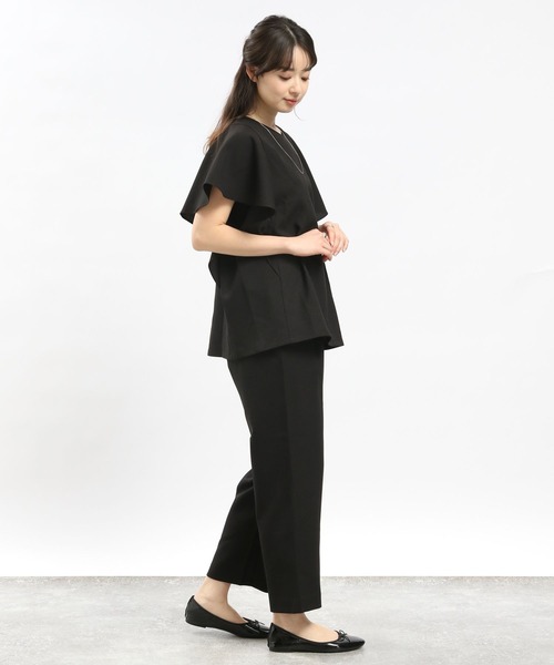 GLOBAL WORK Smile Seed Store（グローバルワーク スマイルシードストア）の「リネンライクタックテーパードパンツ/977011（その他パンツ・レディース・ベージュ/ネイビー/ダークブラウン/ブラック・X-LARGE/LARGE/MEDIUM/SMALL）」の6枚目の写真