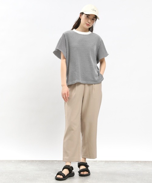 GLOBAL WORK Smile Seed Store（グローバルワーク スマイルシードストア）の「リネンライクタックテーパードパンツ/977011（その他パンツ・レディース・ベージュ/ネイビー/ダークブラウン/ブラック・X-LARGE/LARGE/MEDIUM/SMALL）」の11枚目の写真