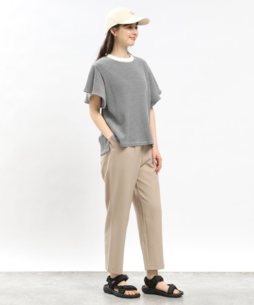 GLOBAL WORK Smile Seed Store（グローバルワーク スマイルシードストア）の「リネンライクタックテーパードパンツ/977011（その他パンツ・レディース・ベージュ/ネイビー/ダークブラウン/ブラック・X-LARGE/LARGE/MEDIUM/SMALL）」の12枚目の写真