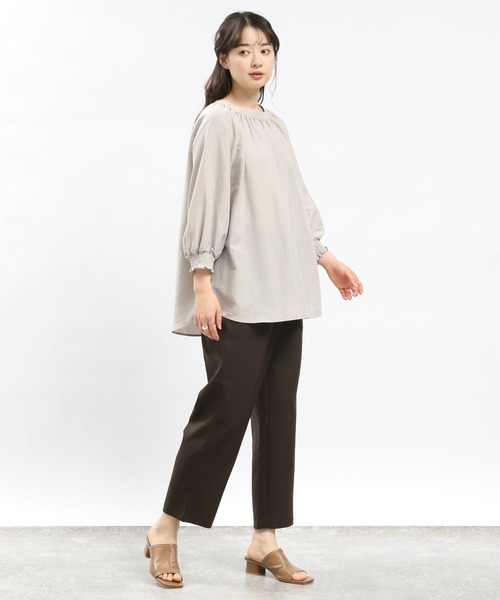 GLOBAL WORK Smile Seed Store（グローバルワーク スマイルシードストア）の「リネンライクタックテーパードパンツ/977011（その他パンツ・レディース・ベージュ/ネイビー/ダークブラウン/ブラック・X-LARGE/LARGE/MEDIUM/SMALL）」の17枚目の写真