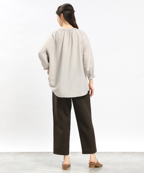 GLOBAL WORK Smile Seed Store（グローバルワーク スマイルシードストア）の「リネンライクタックテーパードパンツ/977011（その他パンツ・レディース・ベージュ/ネイビー/ダークブラウン/ブラック・X-LARGE/LARGE/MEDIUM/SMALL）」の19枚目の写真