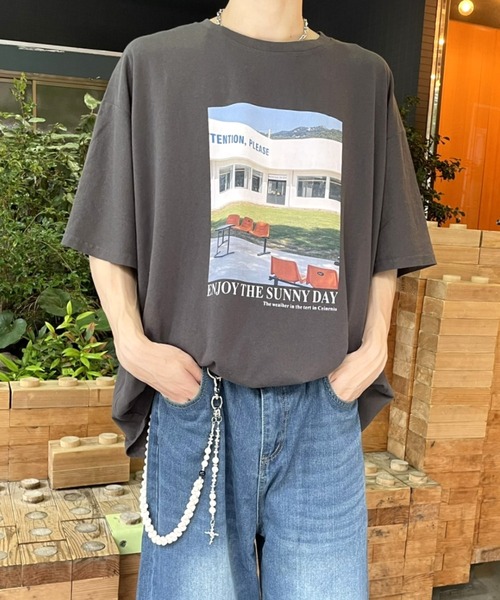 ブローディア BRODIAEA BONJOURロゴプリント半袖Tシャツ【日本製】 （オフホワイト） ブローディア BRODIAEA BONJOURロゴプリント半袖Tシャツ【日本製