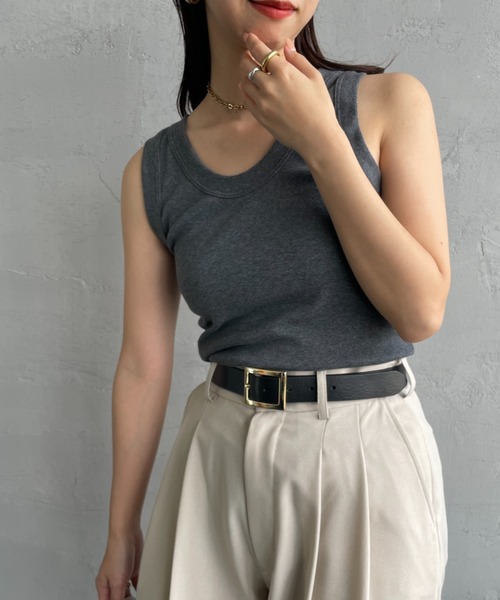gicipi（ジチピ）の「[GICIPI/ジチピ] VANADIO コットンフライスタンクトップ（タンクトップ・レディース・ブラック/キャメル/ホワイト/グレー・1）」の3枚目の写真