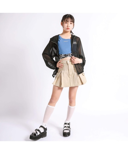 ファビアナフィリッピ　フード付きブルゾン　モニーレ袖口キラキラ セール】【 ニコ☆プチ 掲載 】【 UVカット 】フード付きシアー