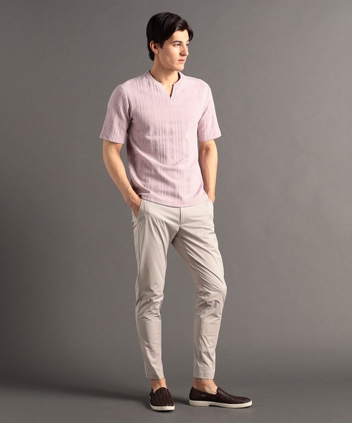 MONSIEUR NICOLE（ムッシュニコル）の「シャドーチェック キーネックTシャツ（Tシャツ/カットソー・メンズ・ホワイト/ライトグレー/ピンク/ブラック・MEDIUM/LARGE/X-LARGE）」の5枚目の写真