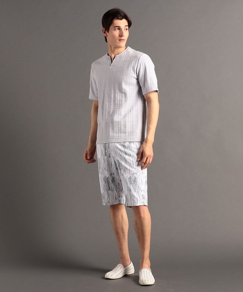 MONSIEUR NICOLE（ムッシュニコル）の「シャドーチェック キーネックTシャツ（Tシャツ/カットソー・メンズ・ホワイト/ライトグレー/ピンク/ブラック・MEDIUM/LARGE/X-LARGE）」の7枚目の写真