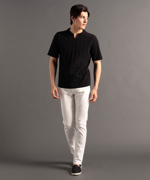 MONSIEUR NICOLE（ムッシュニコル）の「シャドーチェック キーネックTシャツ（Tシャツ/カットソー・メンズ・ホワイト/ライトグレー/ピンク/ブラック・MEDIUM/LARGE/X-LARGE）」の8枚目の写真