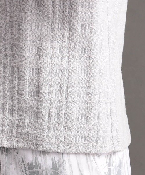 MONSIEUR NICOLE（ムッシュニコル）の「シャドーチェック キーネックTシャツ（Tシャツ/カットソー・メンズ・ホワイト/ライトグレー/ピンク/ブラック・MEDIUM/LARGE/X-LARGE）」の13枚目の写真