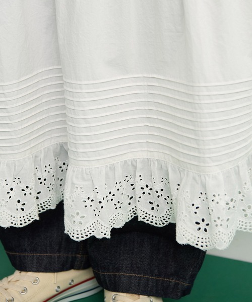 Dot&Stripes CHILD WOMAN(ドットアンドストライプス チャイルドウーマン)の「ワッシャーブロード コットンレース・ピンタック キャミワンピース(ワンピース・レディース・ホワイト・FREE)」の3枚目の写真