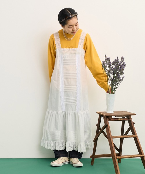Dot&Stripes CHILD WOMAN(ドットアンドストライプス チャイルドウーマン)の「ワッシャーブロード コットンレース・ピンタック キャミワンピース(ワンピース・レディース・ホワイト・FREE)」の14枚目の写真