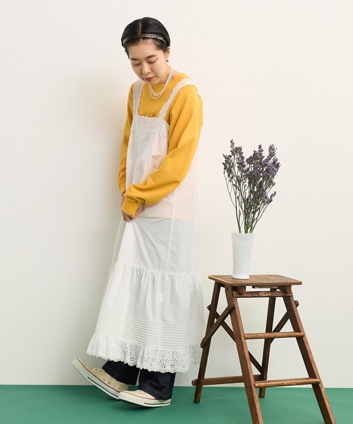 Dot&Stripes CHILD WOMAN(ドットアンドストライプス チャイルドウーマン)の「ワッシャーブロード コットンレース・ピンタック キャミワンピース(ワンピース・レディース・ホワイト・FREE)」の15枚目の写真