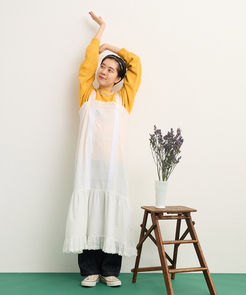 Dot&Stripes CHILD WOMAN(ドットアンドストライプス チャイルドウーマン)の「ワッシャーブロード コットンレース・ピンタック キャミワンピース(ワンピース・レディース・ホワイト・FREE)」の18枚目の写真