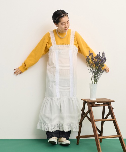 Dot&Stripes CHILD WOMAN(ドットアンドストライプス チャイルドウーマン)の「ワッシャーブロード コットンレース・ピンタック キャミワンピース(ワンピース・レディース・ホワイト・FREE)」の17枚目の写真