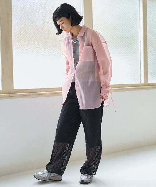 セール】フラワーメッシュパンツ/イージーパンツ/レースパンツ