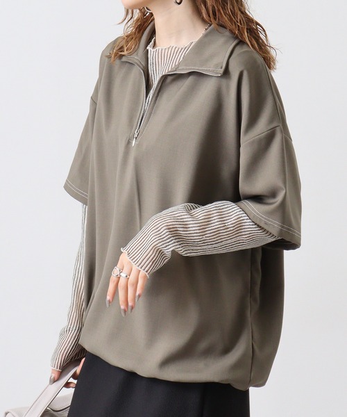 セール】チュールギャザープルオーバー（半袖） 124735（Tシャツ