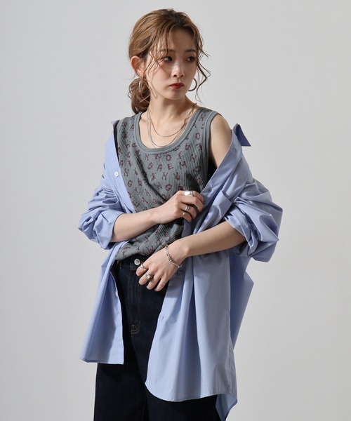 JEMORGAN（ジェーイーモーガン）の「JEMORGAN ワッフル総柄プリント製品染タンクトップ（タンクトップ・メンズ・グレー系2/グレー系1/グリーン系2/パープル系1/ブルー系1/イエロー系1/パープル系2/ブルー系2/イエロー系2/グリーン系1・L/M/XL）」の3枚目の写真