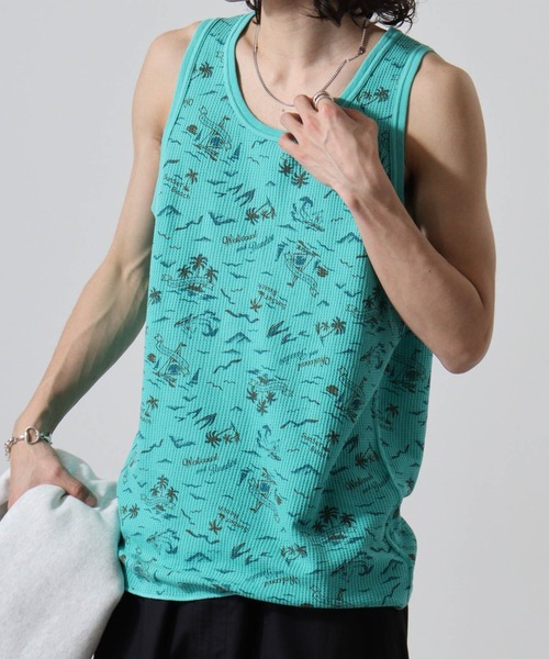 JEMORGAN（ジェーイーモーガン）の「JEMORGAN ワッフル総柄プリント製品染タンクトップ（タンクトップ・メンズ・グレー系2/グレー系1/グリーン系2/パープル系1/ブルー系1/イエロー系1/パープル系2/ブルー系2/イエロー系2/グリーン系1・L/M/XL）」の4枚目の写真