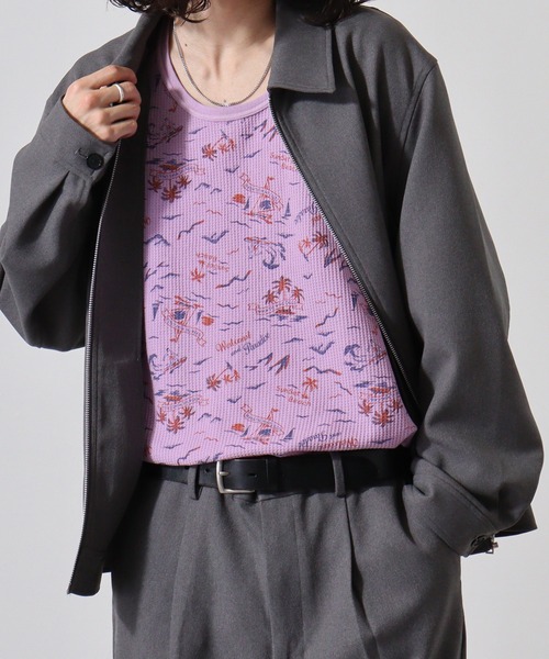 JEMORGAN（ジェーイーモーガン）の「JEMORGAN ワッフル総柄プリント製品染タンクトップ（タンクトップ・メンズ・グレー系2/グレー系1/グリーン系2/パープル系1/ブルー系1/イエロー系1/パープル系2/ブルー系2/イエロー系2/グリーン系1・L/M/XL）」の8枚目の写真