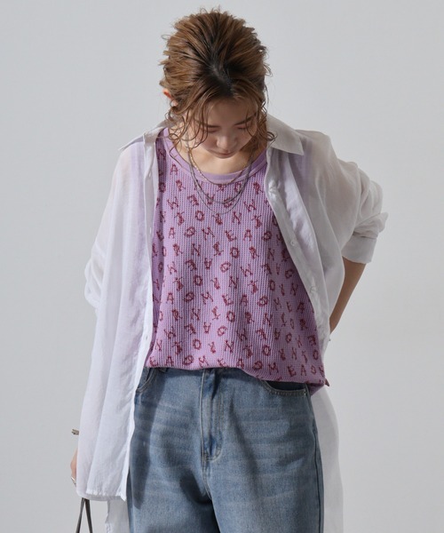 JEMORGAN（ジェーイーモーガン）の「JEMORGAN ワッフル総柄プリント製品染タンクトップ（タンクトップ・メンズ・グレー系2/グレー系1/グリーン系2/パープル系1/ブルー系1/イエロー系1/パープル系2/ブルー系2/イエロー系2/グリーン系1・L/M/XL）」の9枚目の写真