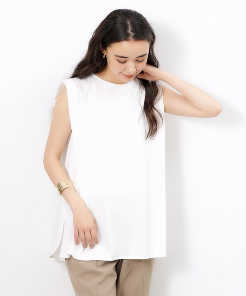 OPAQUE.CLIP(オペークドットクリップ)の「◆UV ノースリーブチュニックトップス【接触冷感/洗濯機洗い可】(Tシャツ/カットソー・レディース・ホワイト/ブラック/ダークブラウン・38/40/42)」の20枚目の写真