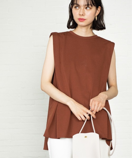 OPAQUE.CLIP(オペークドットクリップ)の「◆UV ノースリーブチュニックトップス【接触冷感/洗濯機洗い可】(Tシャツ/カットソー・レディース・ホワイト/ブラック/ダークブラウン・38/40/42)」の3枚目の写真