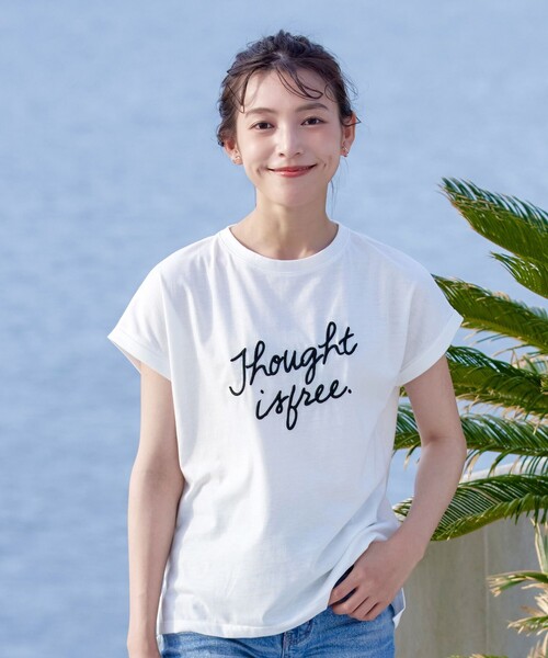 Tiaclasse（ティアクラッセ）の「立体刺繍ロゴTシャツカットソー（Tシャツ/カットソー・レディース・オフホワイト/ブラウン/ブラック・FREE）」の11枚目の写真