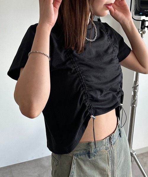 apres jour mignon（アプレジュールミニョン）の「ドロストクロップドＴ【ZOZOTOWN限定アイテム】（Tシャツ/カットソー・レディース・パープル/レッド/ブラック/オフホワイト・フリー/X-LARGE）」の14枚目の写真