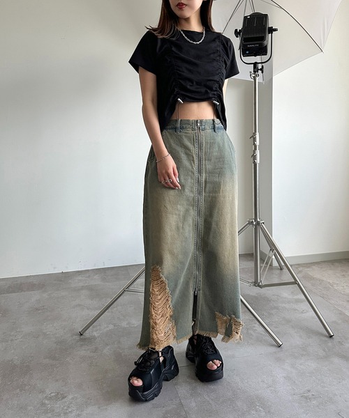 apres jour mignon（アプレジュールミニョン）の「ドロストクロップドＴ【ZOZOTOWN限定アイテム】（Tシャツ/カットソー・レディース・パープル/レッド/ブラック/オフホワイト・フリー/X-LARGE）」の17枚目の写真