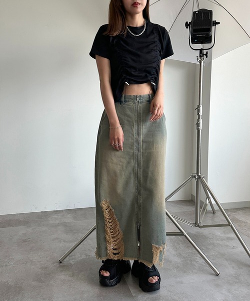 apres jour mignon（アプレジュールミニョン）の「ドロストクロップドＴ【ZOZOTOWN限定アイテム】（Tシャツ/カットソー・レディース・パープル/レッド/ブラック/オフホワイト・フリー/X-LARGE）」の18枚目の写真