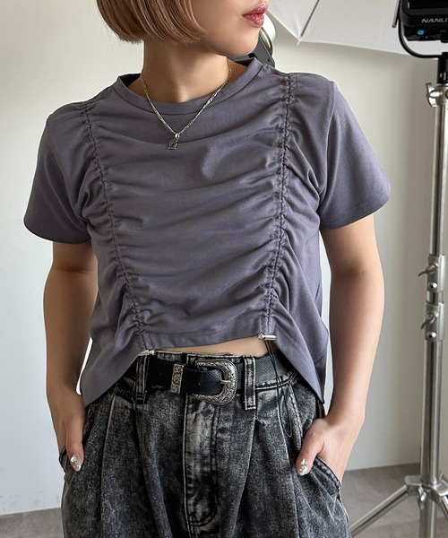 apres jour mignon（アプレジュールミニョン）の「ドロストクロップドＴ【ZOZOTOWN限定アイテム】（Tシャツ/カットソー・レディース・パープル/レッド/ブラック/オフホワイト・フリー/X-LARGE）」の20枚目の写真