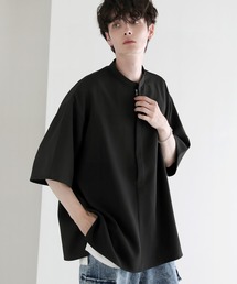 LILL | ルーズシルエットドレープハーフジップ半袖シャツ(シャツ/ブラウス)