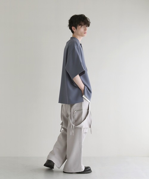 ルーズシルエットドレープハーフジップ半袖シャツ（シャツ