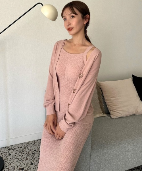 【スナイデルホーム】オープンハートカーディガン ピンク　ルームウェア　ワンピース スナイデルホーム】オープンハートカーディガン ピンクルーム