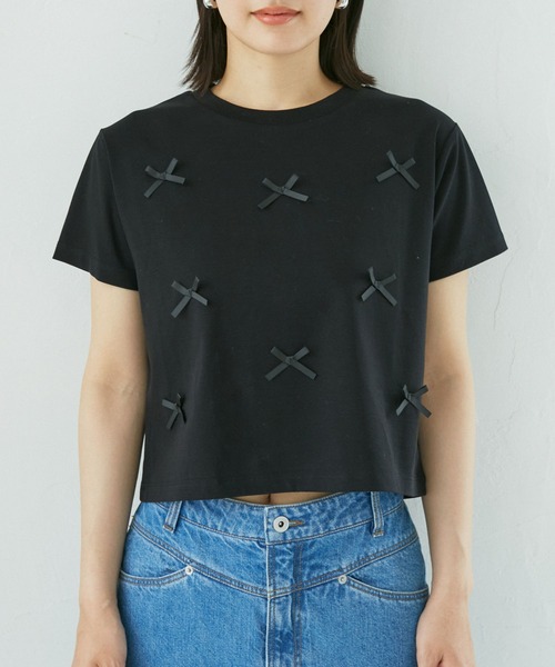 VIS（ビス）の「シルケットリボンTシャツ（Tシャツ/カットソー・レディース・ホワイト/ブラック/グレー系その他・FREE）」の15枚目の写真